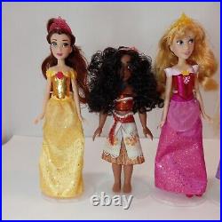 Disney Princess Royal Shimmer Doll Lot Full Set Unboxed 12 Dolls With Stands