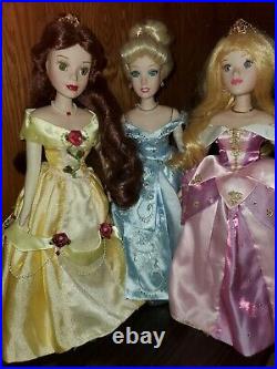 Disney Princess Set of 3 Musical Castle Porcelain Dolls Cinderella, Belle, Aurora