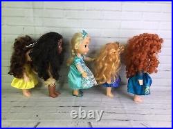Disney Princess Tollytots Toddler Dolls Lot Belle Moana Elsa Anna Merida Prince