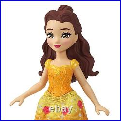 Disney Princess Toys, 6 Posable Small Dolls with Sparkling Clothing and 13 Tea