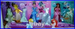 Disney Sparkling Princesses 3 Dolls 9 Fashions Tiana Cinderella Ariel Mermaid