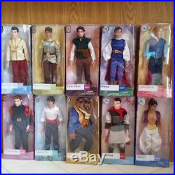 Disney Store 10 Prince Classic 12 Doll Gift Set Lot Beast Aladdin Eric Princess