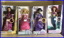 Disney Store 11 Inch Singing Dolls Belle Cinderella Jasmine and Ariel NIB