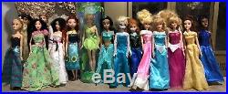 Disney Store 12 Doll Lot Cinderella Aurora Elsa Belle Anna Jasmine Mulan Tinker