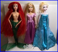 Disney Store 17 Inch Ariel Elsa Rapunzel Doll Tangled Mermaid Frozen Read Below