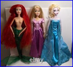 Disney Store 17 Inch Ariel Elsa Rapunzel Doll Tangled Mermaid Frozen Read Below