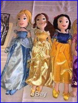 Disney Store 21 Disney Princess Plush Rag Doll Lot of 7