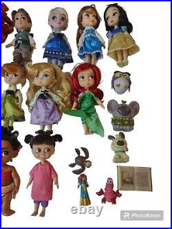 Disney Store Animators Collection Princess Mini 5 Doll Lot Of 12 & 14 miniature