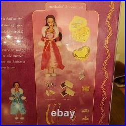Disney Store Belle Princess Doll Ball Gown dress Set Beauty & Beast jewelry lot
