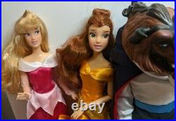 Disney Store Doll Lot Ariel Belle Beast Aurora Rapunzel Kristoff Great Condition