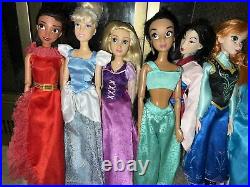 Disney Store Doll Lot Beauty Snow Belle Aladdin Cinderella Ariel Mulan Elsa