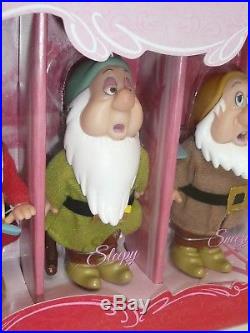Disney Store Exclusive Snow White & The Seven 7 Dwarfs Dwarves Doll Box Set New