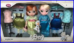 Disney Store Frozen Deluxe Anna and Elsa Animator Toddler Doll Gift Set NEW NRFB