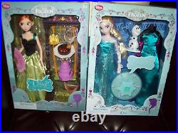 Disney Store Frozen Dolls Deluxe Singing Elsa & Anna 2014 New Talking 11 Set