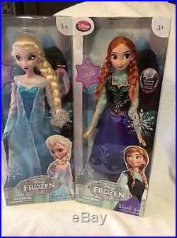 Disney Store Frozen ELSA & ANNA Singing and Light Up 16 Dolls New Sold Out