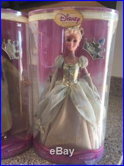 Disney Store Jasmine CINDERELLA Sleeping BEAUTY BELLE Golden Princess Doll SET