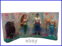 Disney Store Little Mermaid retired Doll Lot Ursula Eric Triton Ariel princess