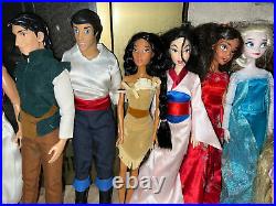 Disney Store Mattel Doll Lot Beauty Snow White Aladdin Cinderella Ariel Mulan