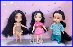 Disney Store Mini Animator Doll Set Collection15 Kristoff Mulan Elsa Anna Merida