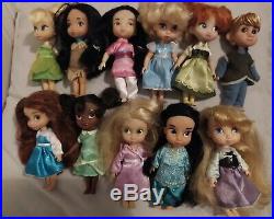 Disney Store Mini Animator Princess 11 Dolls 5 inch Mulan Tiana Belle Jasmine
