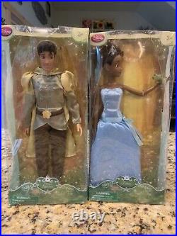 Disney Store Princess And The Frog Tiana 12 & Prince Naveen Doll Collector Set