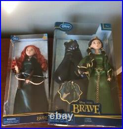 Disney Store Princess Dolls Pixar Brave Queen Elinor & Bear Doll Set + Merida