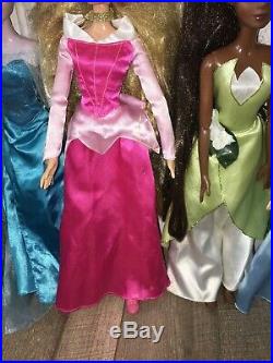 Disney Store Princess Singing 17 Doll LOT-Ariel, Mulan, Belle, Tiana, Aurora