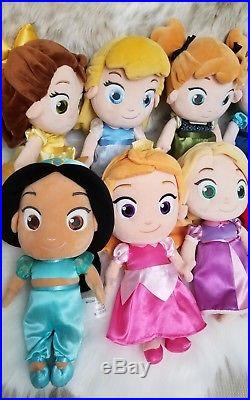 Disney Store Princess Toddler Plush Dolls Doll SET LOT of 8 RETIRED 12 2015 HTF