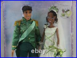 Disney Store Princess and Frog Tiana & Prince Naveen Royal Wedding Doll Set NIB