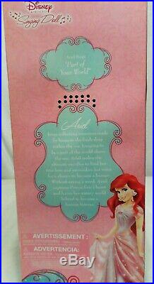 Disney Store Singing Ariel THE LITTLE MERMAID Doll with pink dress 17 RARE