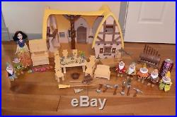 Disney Store Snow White & 7 Dwarfs Cottage Doll House Play set Furniture Barbie