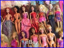 HUGE Disney Princess Barbie & Friends Lot With 30 Dolls & Clothes Accessories