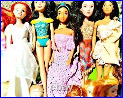 HUGE LOT! 35 DISNEY PRINCESSES 11 Loose Dolls ARIEL CINDERELLA ELSA ANNA AURORA