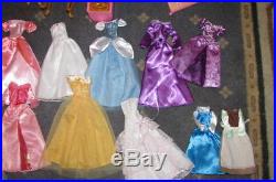 HUGE LOT Disney 12 dolls Prince Princess accessories GUC Cinderella Belle Eric