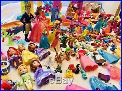 HUGE LOT Disney Magic Clip Polly Pocket Princess Prince Dolls Figures Gowns More