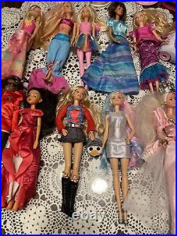 HUGE LOT Of Disney Dolls & Barbie Dolls Mattel With Two Storage Cases