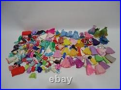 HUGE Polly pocket Disney princess lot 41 dolls with 155 piece clothing & shoes