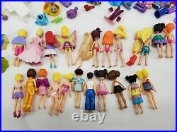 Huge Lot Polly Pocket 23 Dolls, Animals, Disney Princess Hundreds of Accessories