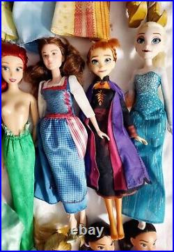 Huge lot of 21 used disney prince & princess charactor dolls READ