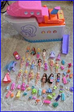 LOT OF POLLY POCKETS DOLLS DISNEY PRINCESS With ACCESSORIES ULTIMATE PARTY BOAT