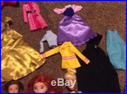 Large Lot Of 12 Barbie & Disney Princess Dolls With Clothes & Accessories