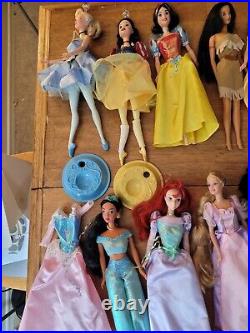 Large Lot of Vintage Disney Princess Dolls + 2 prince dolls as shown late 90