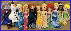 Lot 10 Disney Store Princess 20 /12 Plush Dolls Frozen Tinkerbell Merida Ariel