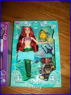 Lot 2 Disney Ariel & Rapunzel Deluxe Talking Doll Set Singing Tangled WithARIELVHS