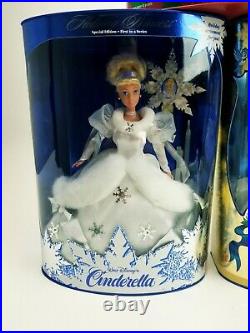 Lot 3 Disney Holiday Princess Cinderella Belle & Snow White Dolls