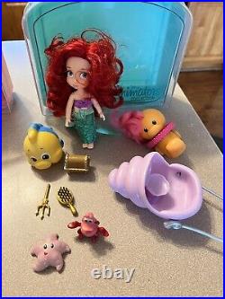 Lot DISNEY ANIMATORS COLLECTION 5 Princess Mini Dolls Cases Accessories 8 sets