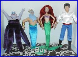 Lot of 4 Disney Mattel Little Mermaid Ariel Doll Eric And King Triton Ursula HTF