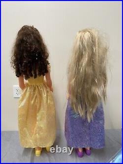 Lot of 4 Disney Princess Rapunzel, Belle, Elsa & Anna My Size Doll 3 ft Charity