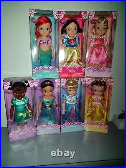 Lot of 7 Disney Store Disney Toddler Princess, 16 NEW Aurora, Tiana, Jasmine, +