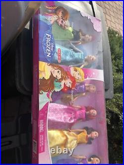 Mattel Disney Princess Collection 7 Dolls Anna, Elsa Target Opening Wear Box Rip